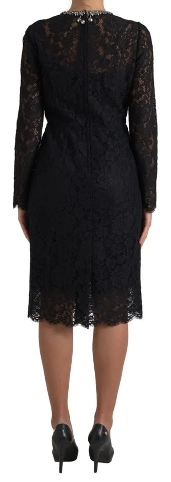 A black lace embellished sheath dress from Dolce & Gabbana