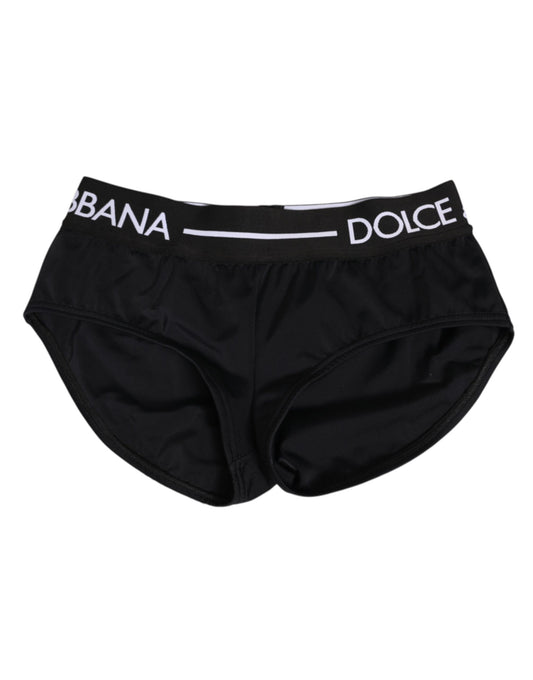 Black nylon waistband shorts with Dolce & Gabbana logo
