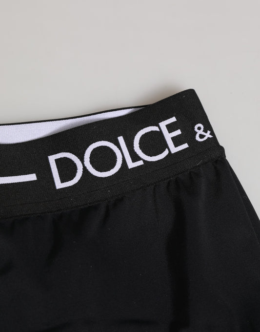 Black nylon underwear with white logo waistband