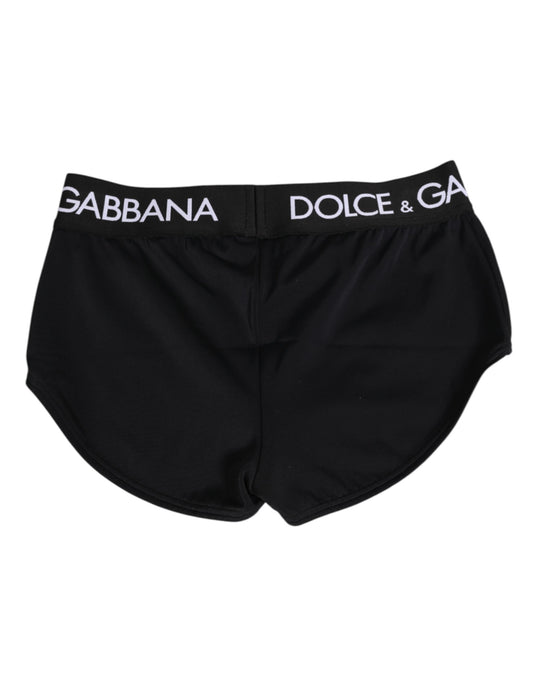 Black nylon underwear with logo waistband
