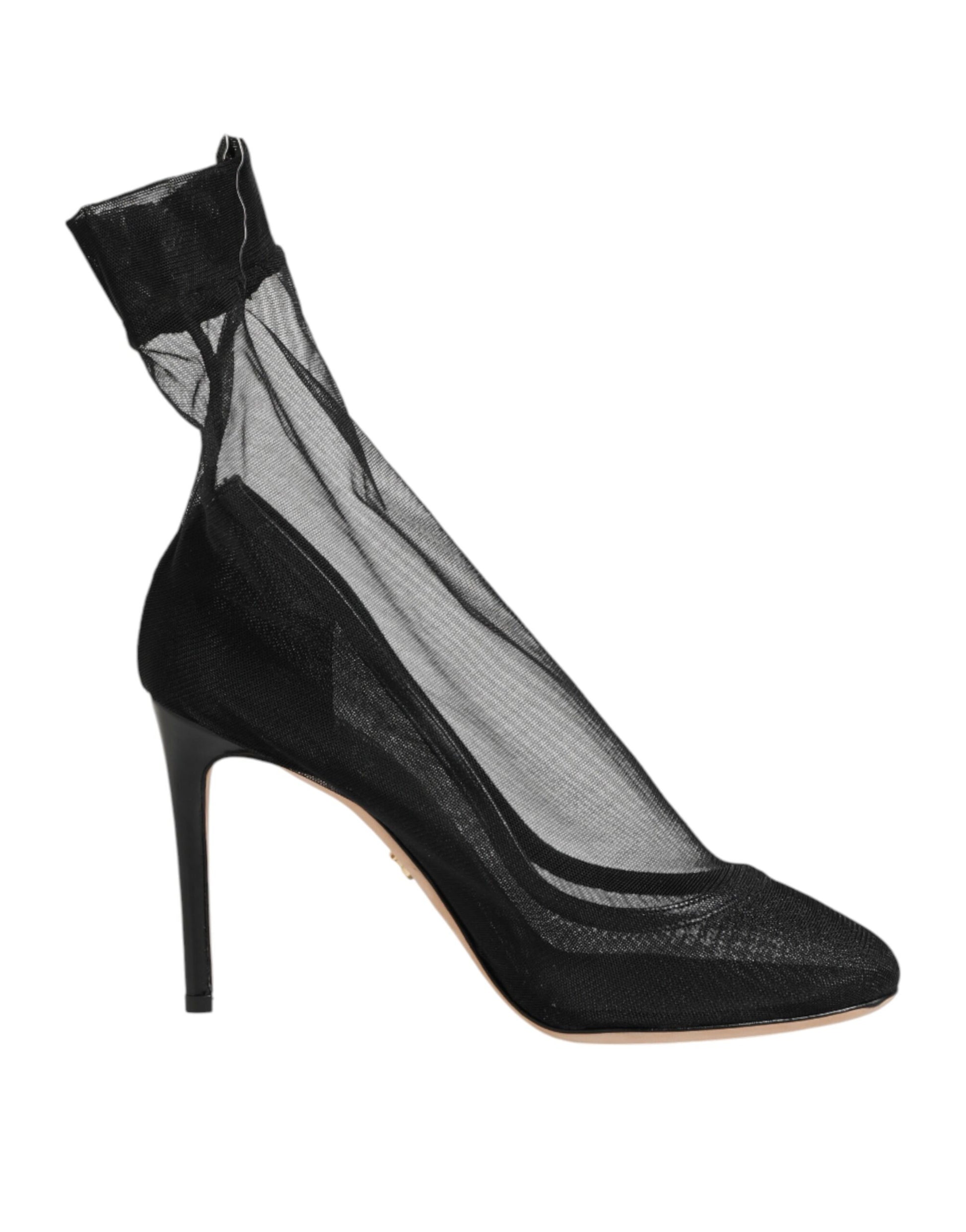 Black high heel shoe with sheer stocking top