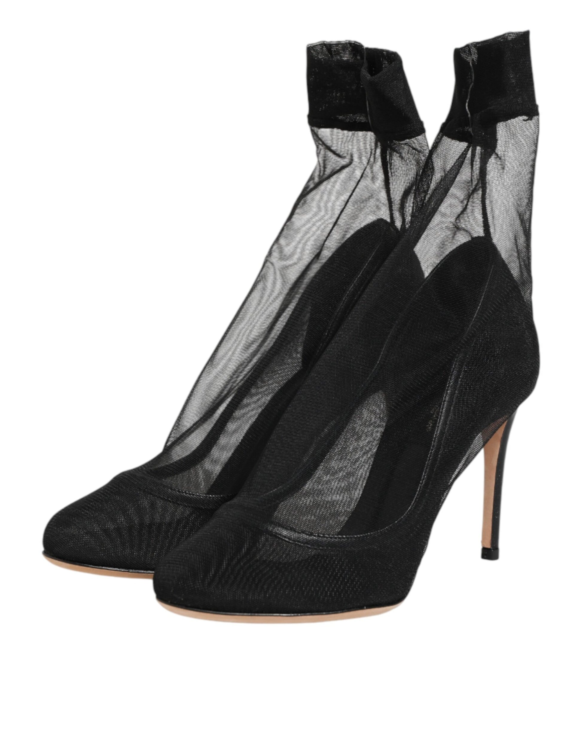 High heel shoes with sheer material on sides