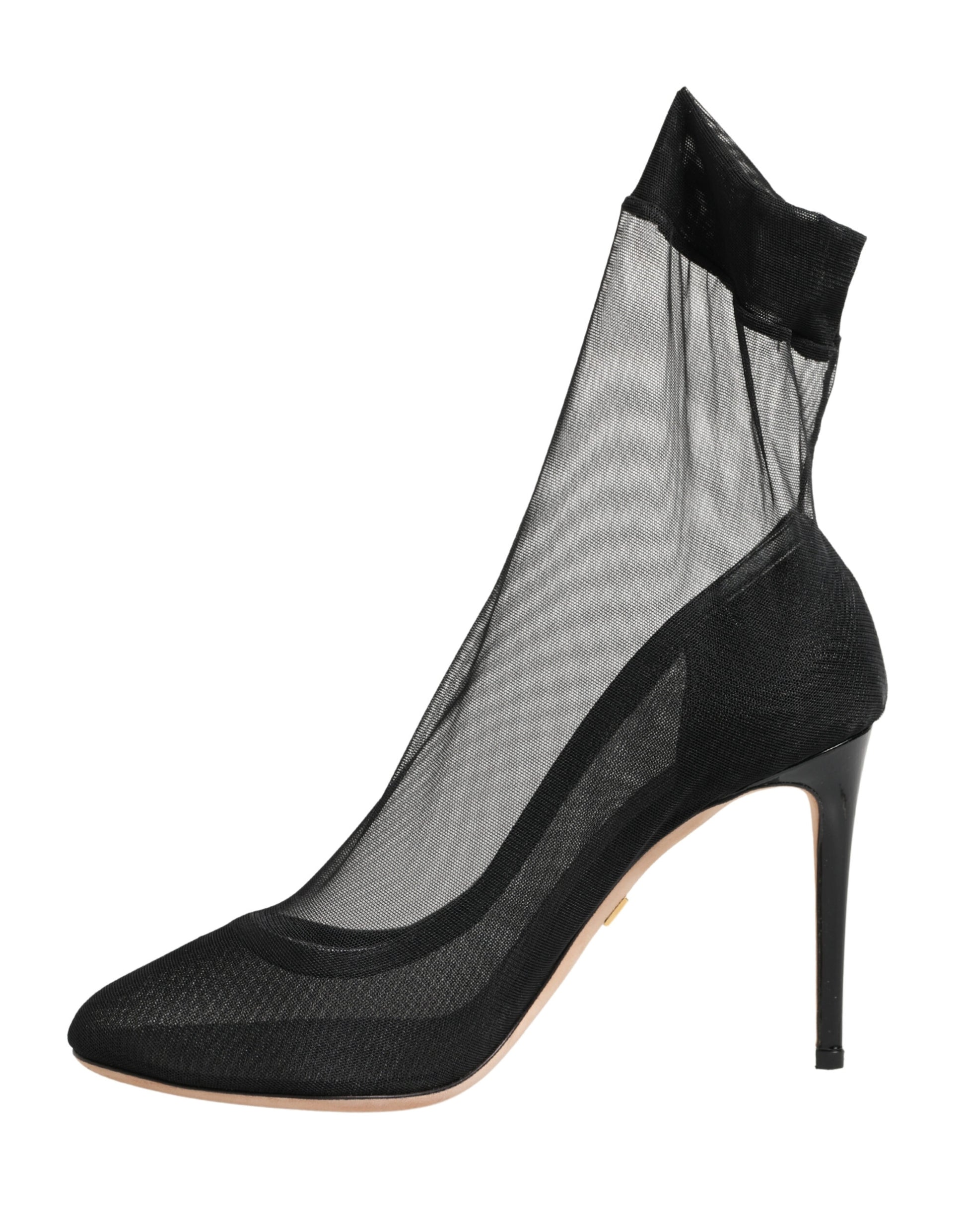 High heel boot with mesh side panels