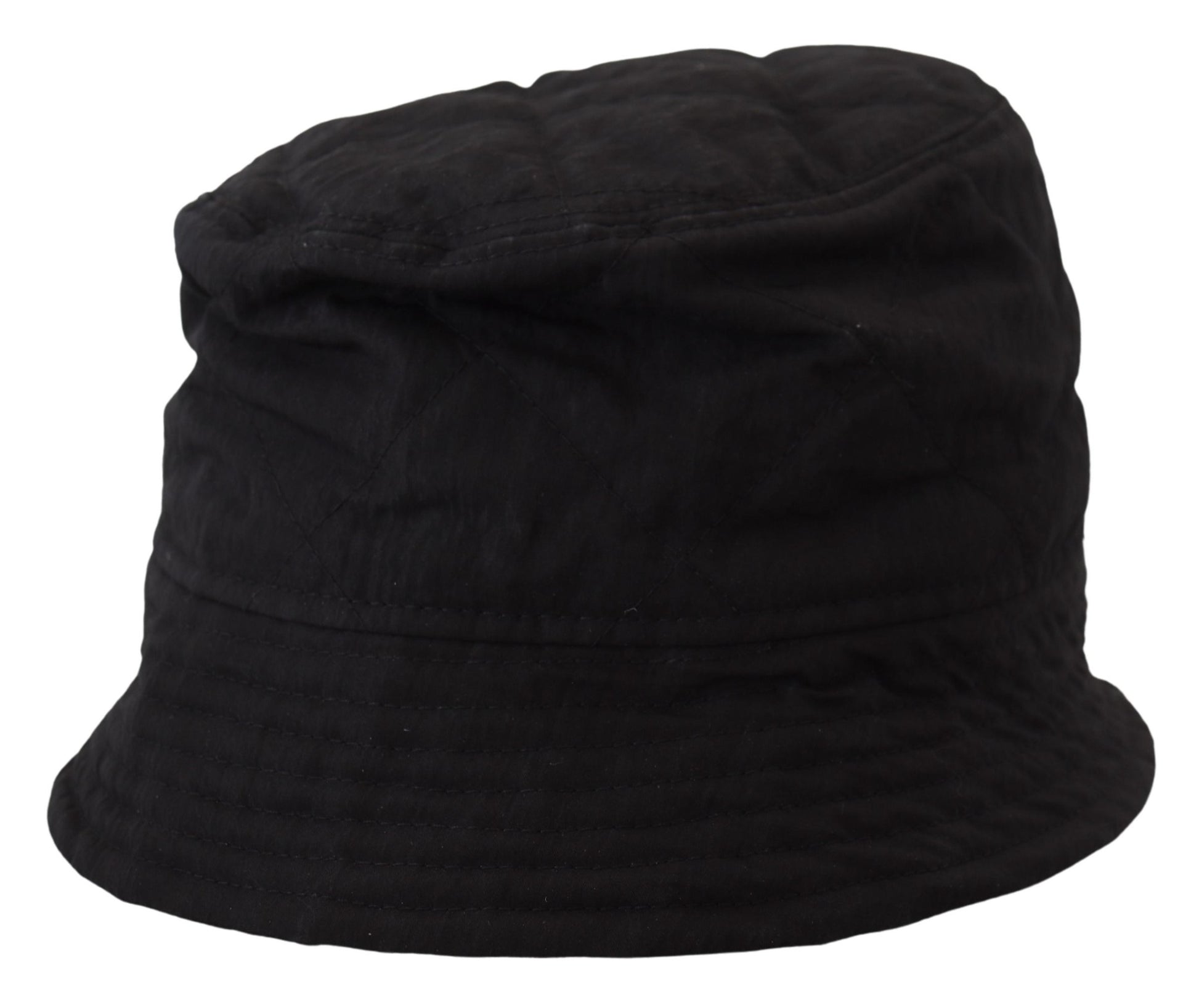 Black bucket hat with drawstring