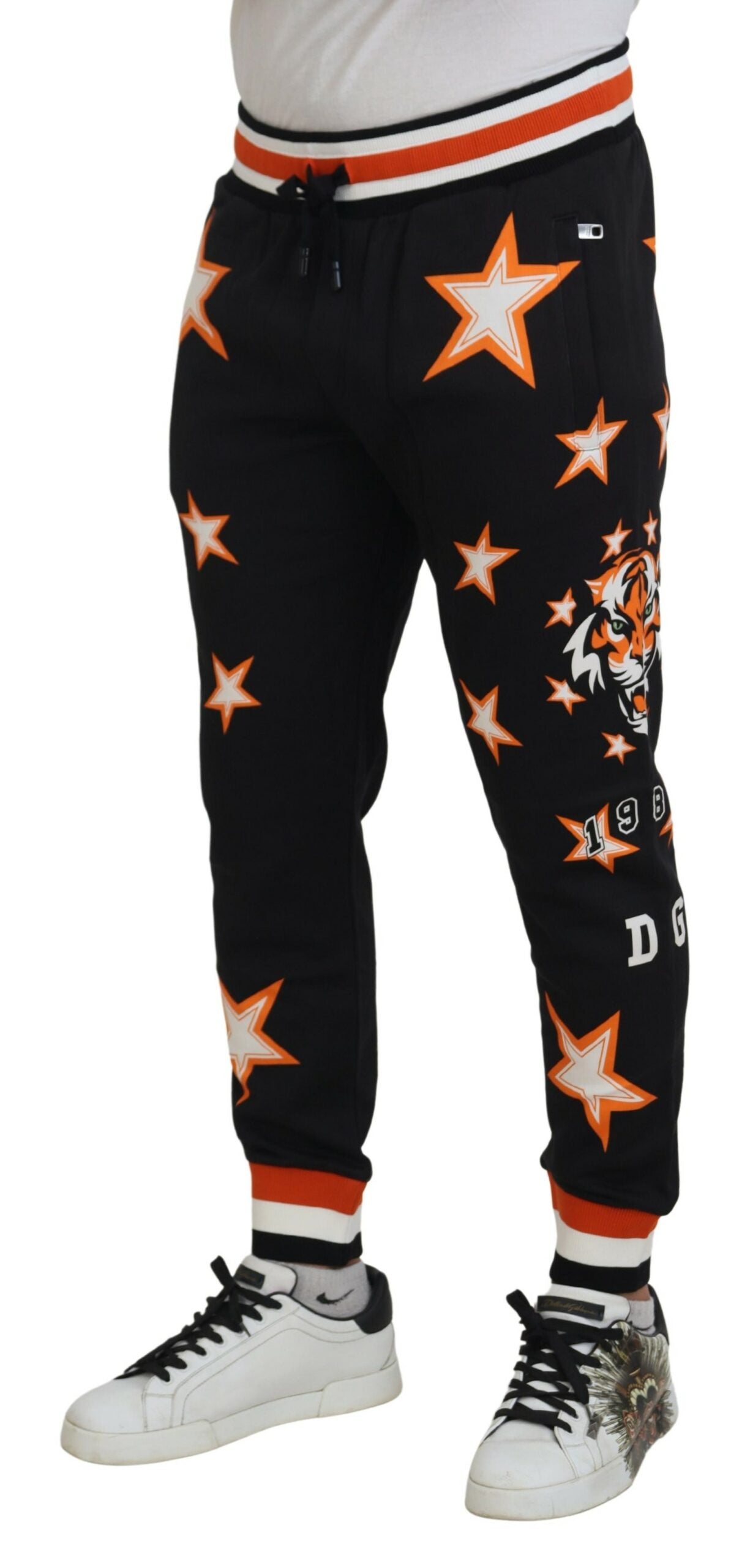 Black pants with white stars and stripes