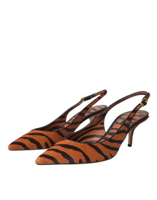 Pair of women's shoes with tiger print design