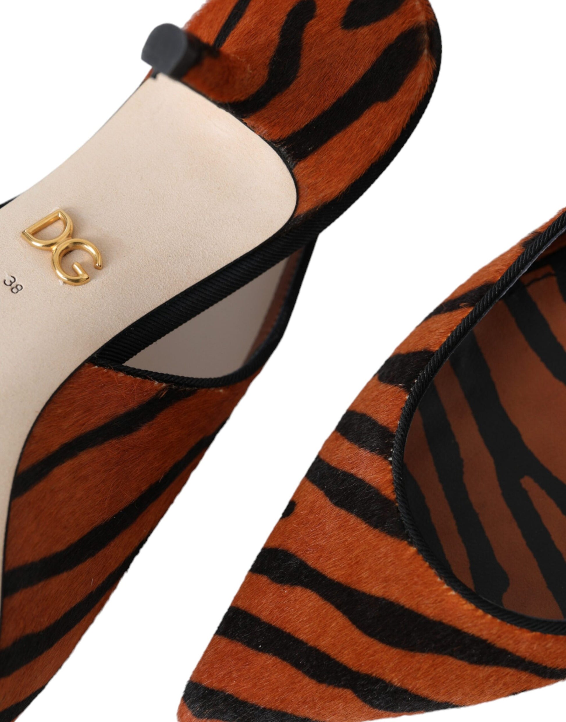 Pair of women's shoes with tiger print design