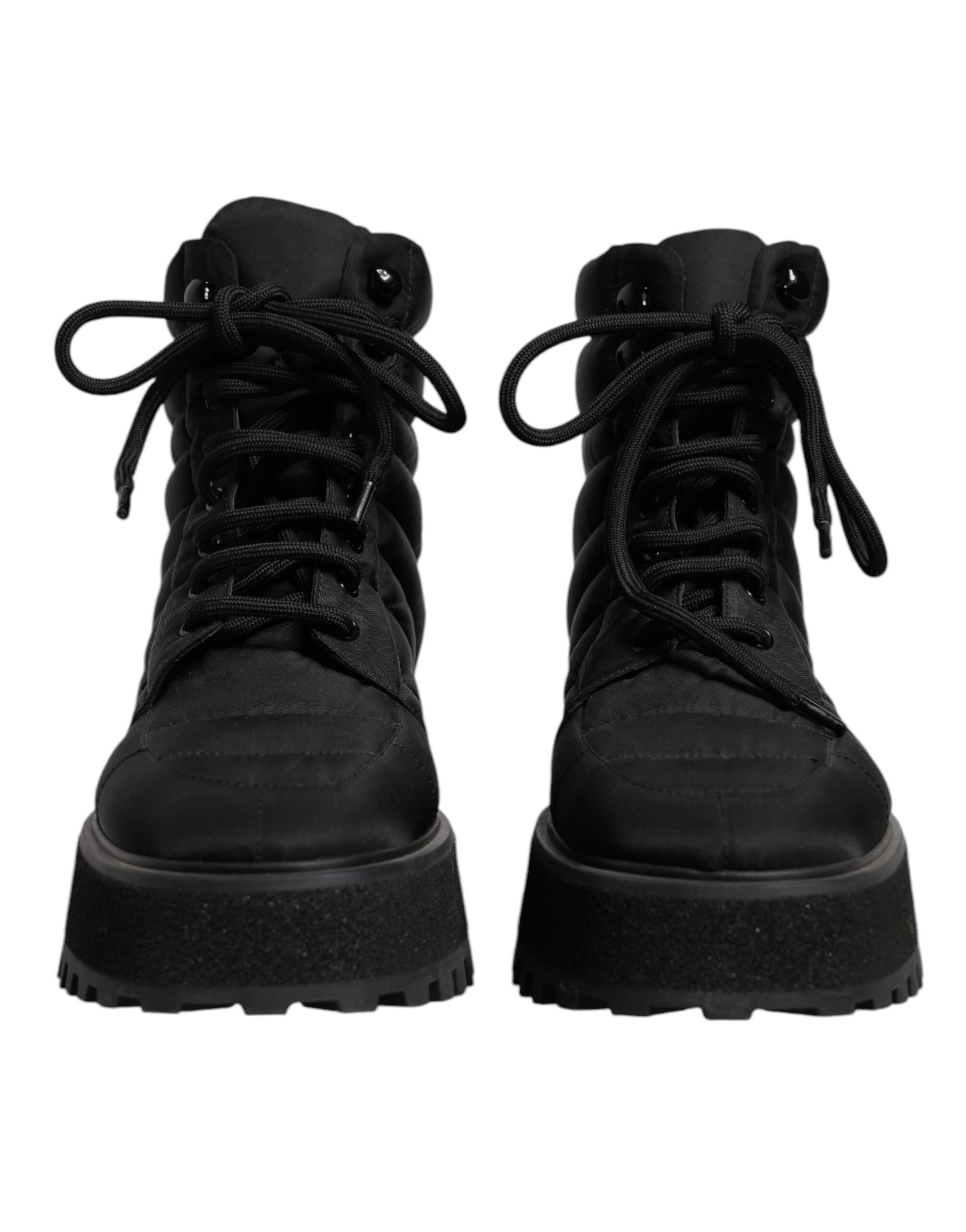 Pair of black boots with laces