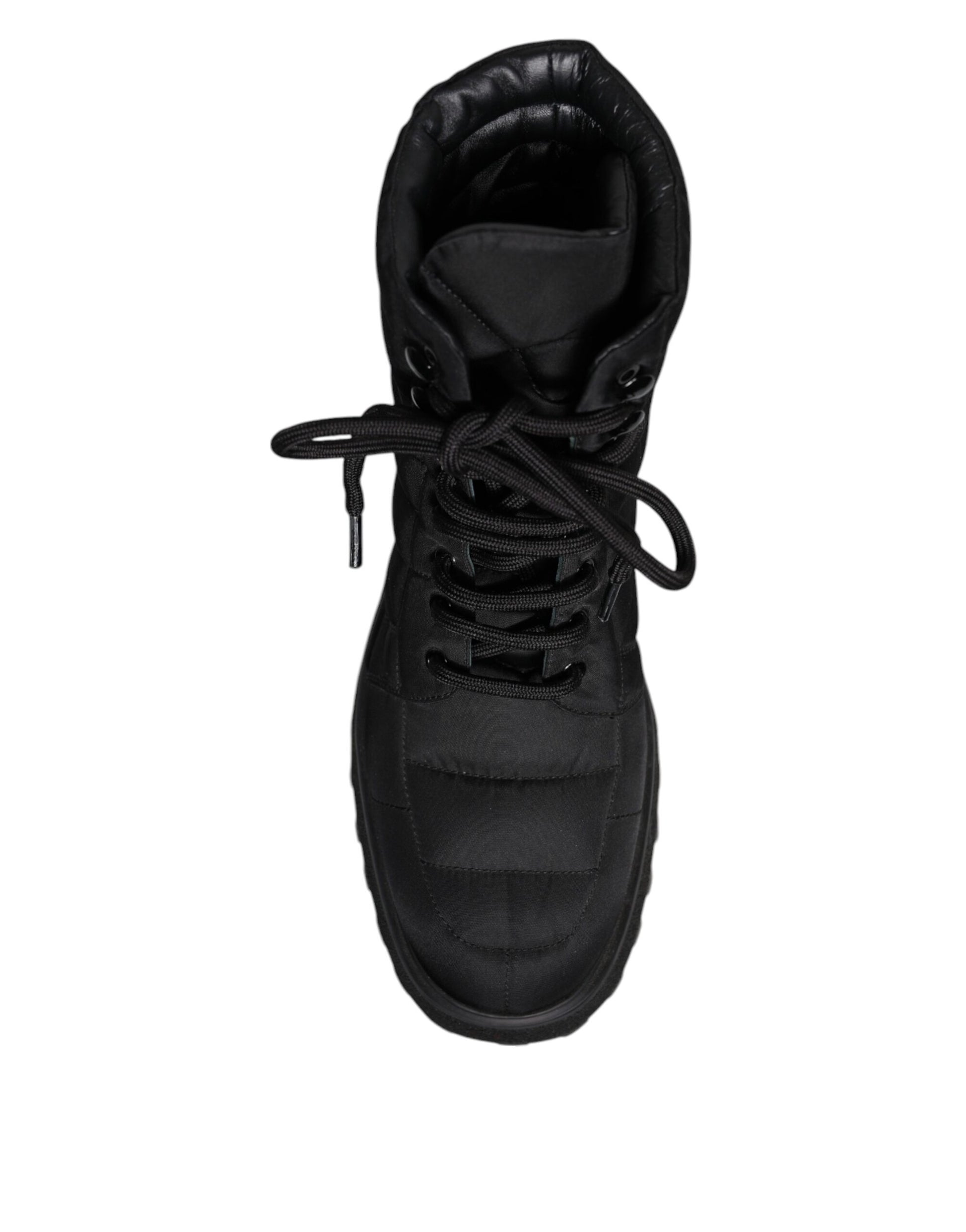 Black high top sneaker with laces