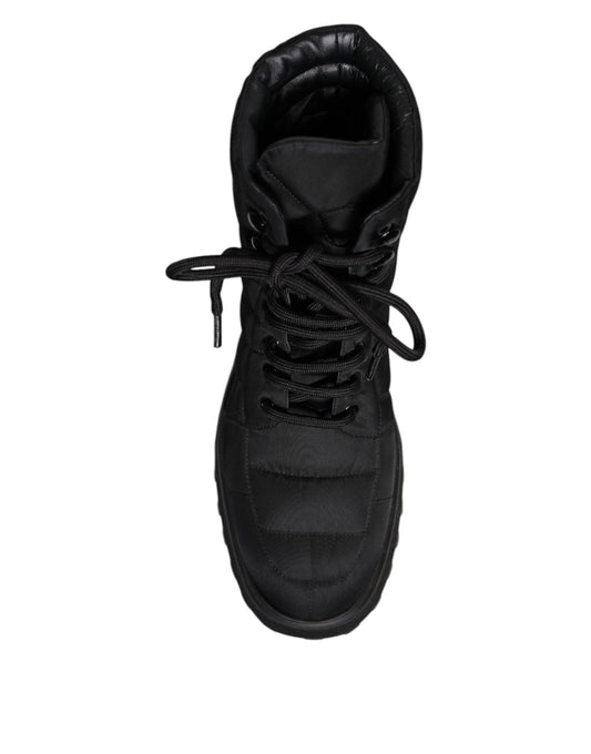 Black high top sneaker with laces