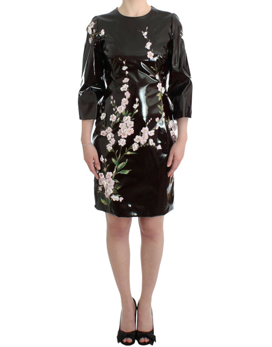 Black dress with floral pattern on front