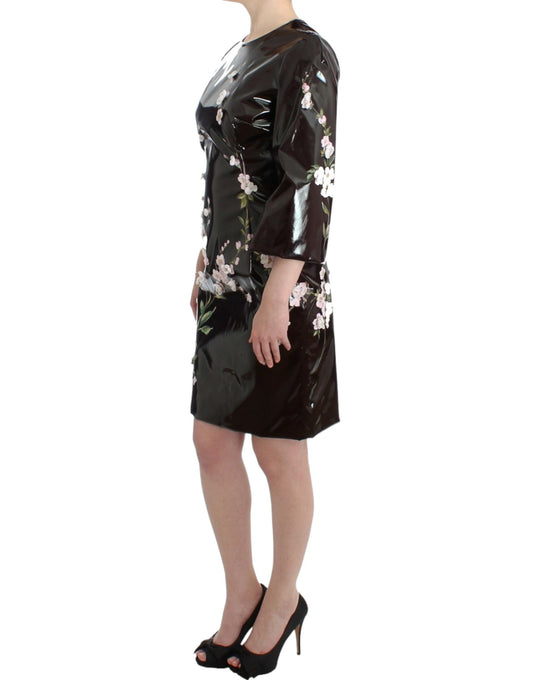 Black dress with floral pattern on front