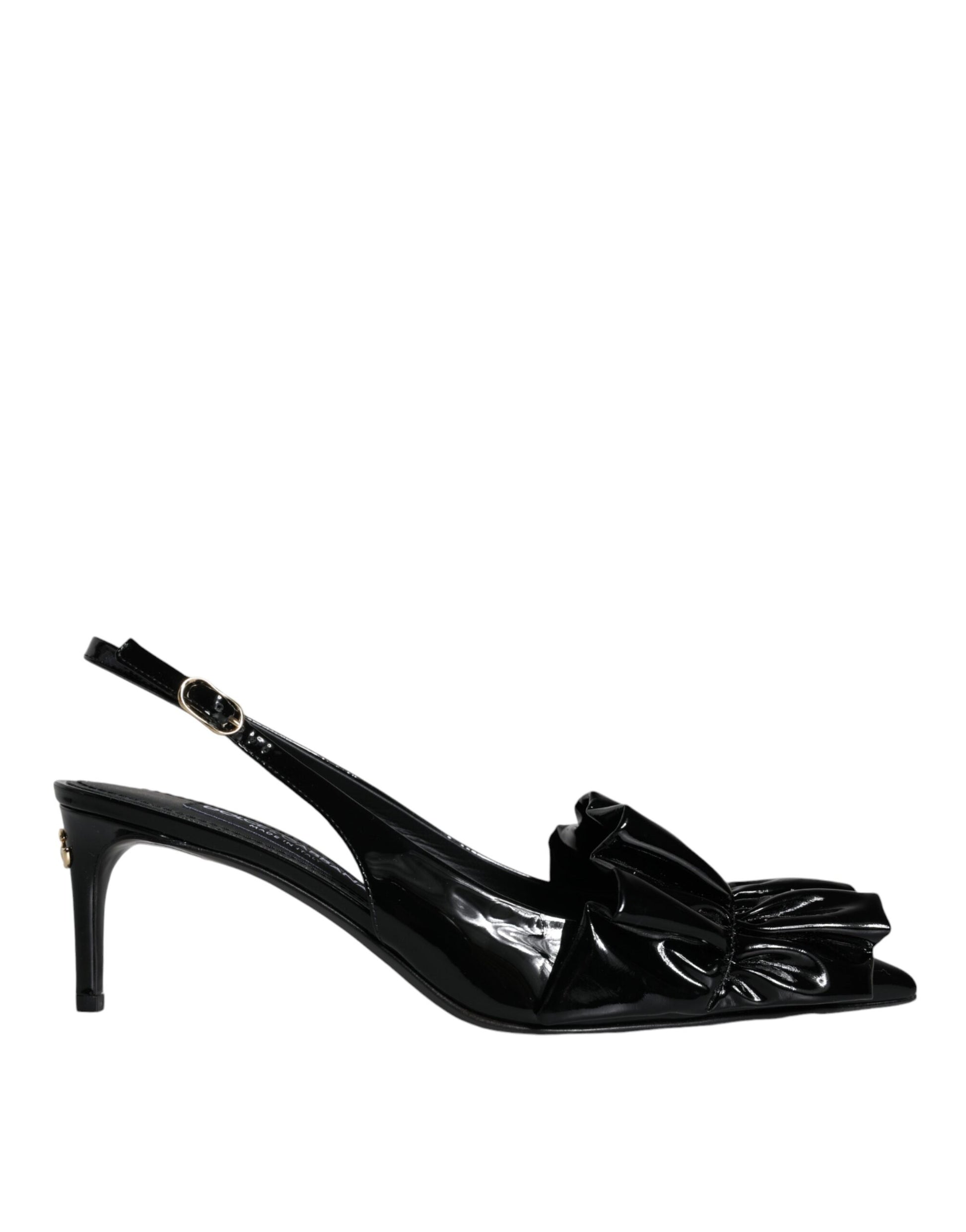 Black high heel shoe with strap detailing
