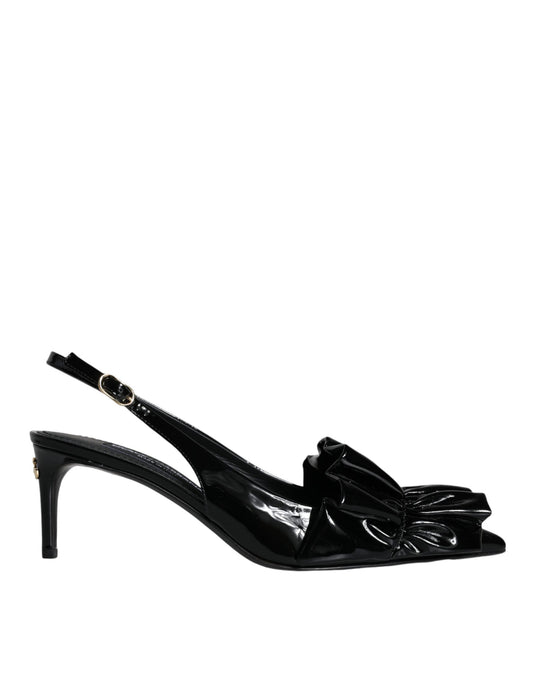 Black high heel shoe with strap detailing