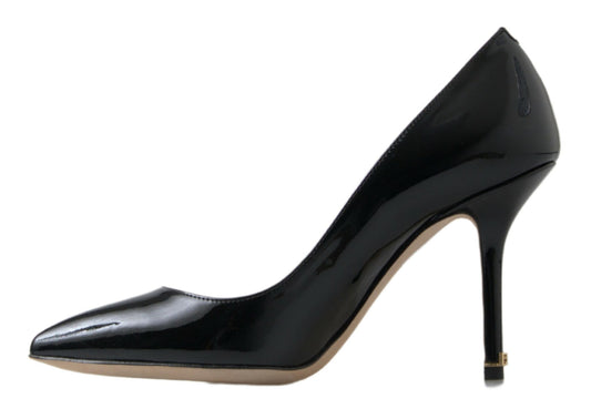 Black high heel shoe with pointed toe and stiletto heel