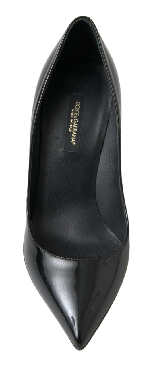 Black high heel shoe with pointed toe and stiletto heel