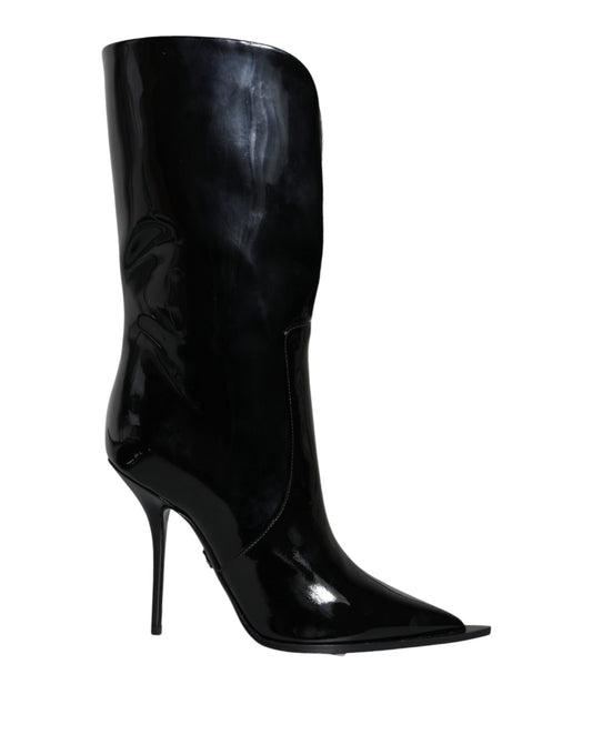 Black knee high boot with heel