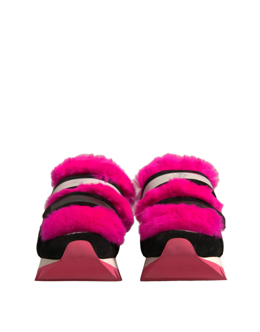 Pair of pink furry slippers