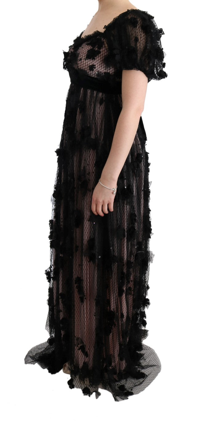 Long black lace dress