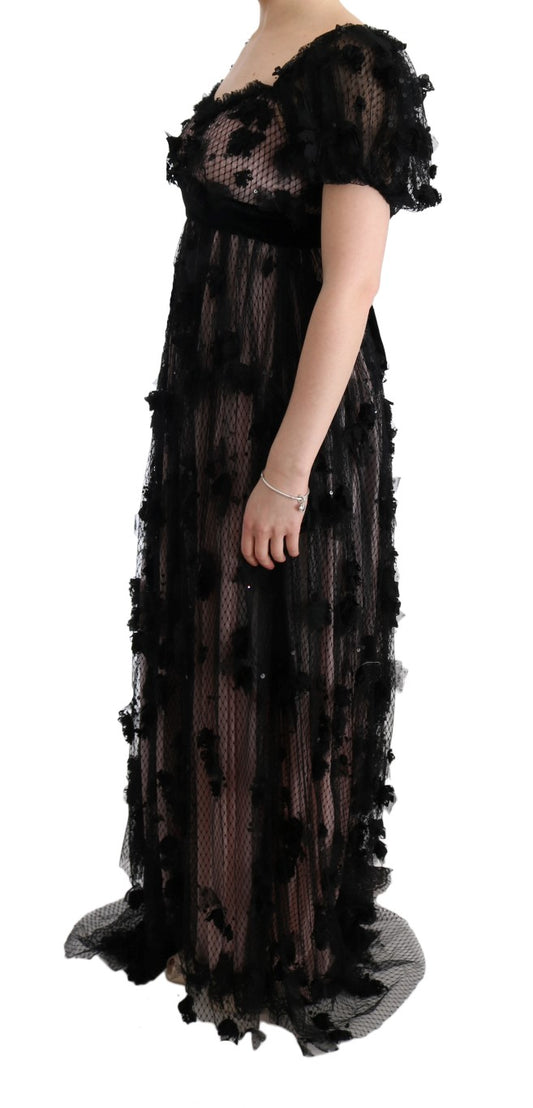 Long black lace dress