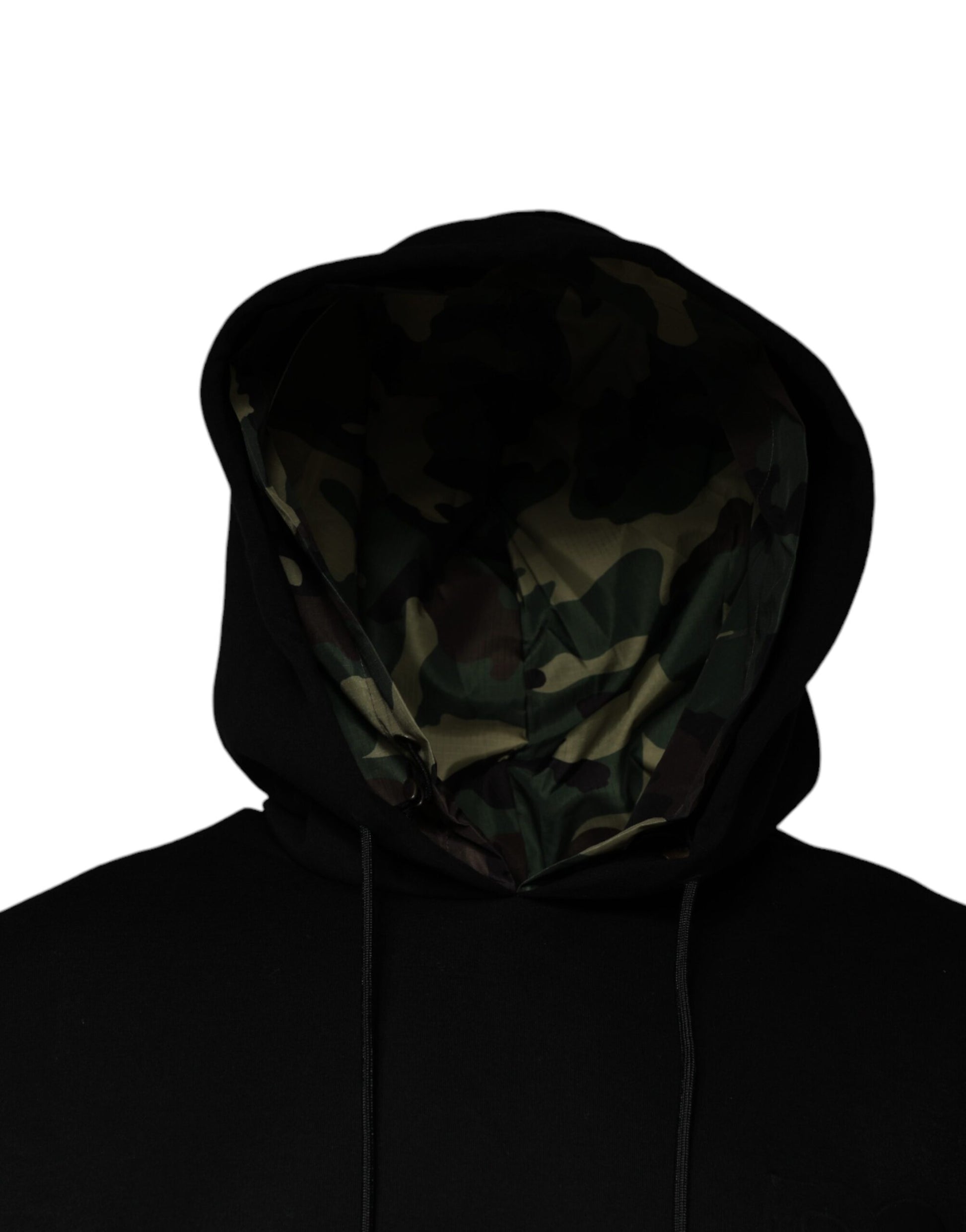 Camouflage hoodie with black face mask