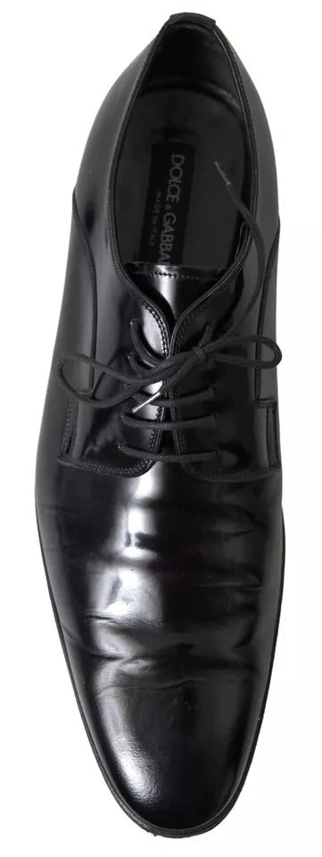 Pair of black polished leather formal dress shoes by Dolce & Gabbana