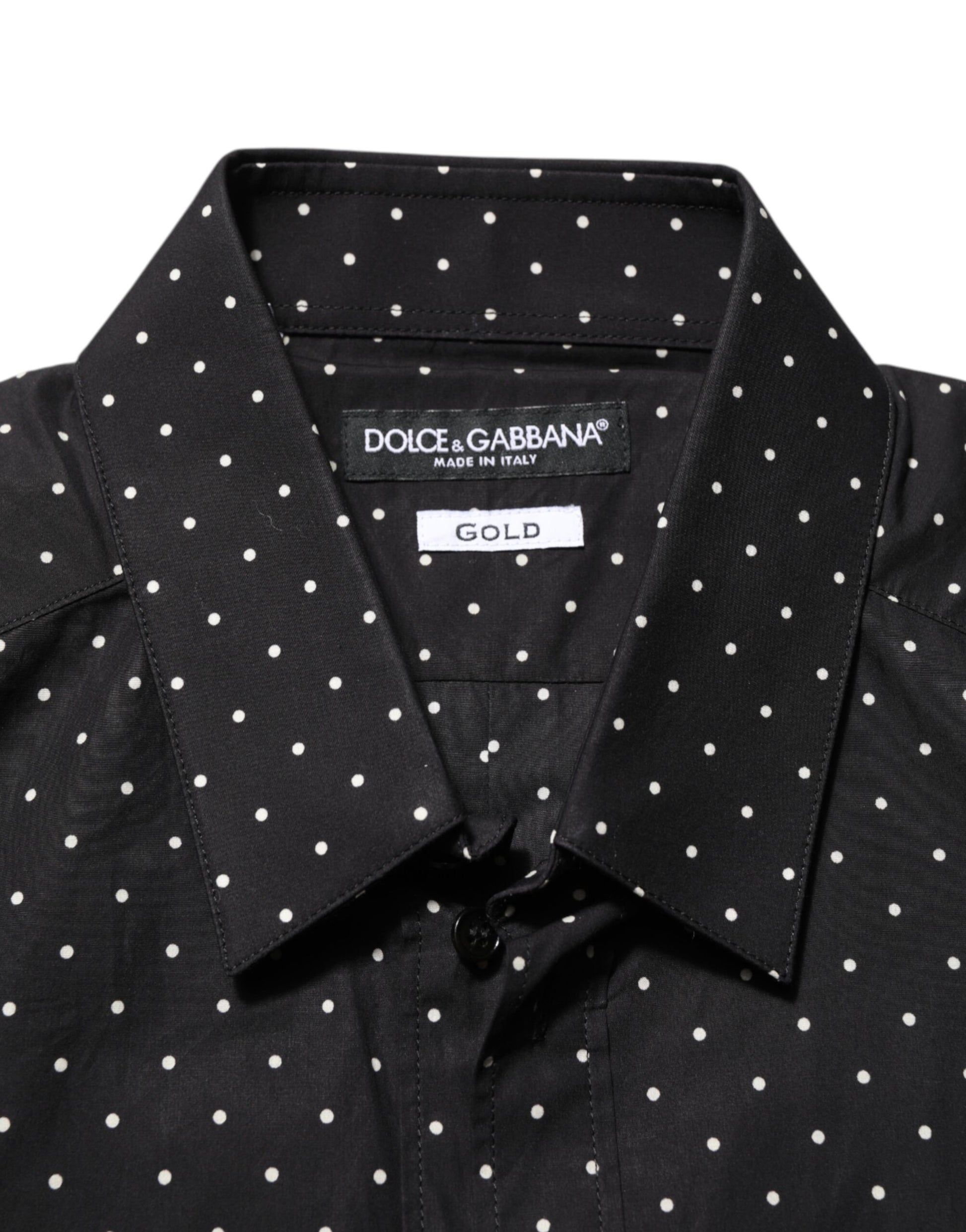 A black polka dot dress shirt by Dolce & Gabbana
