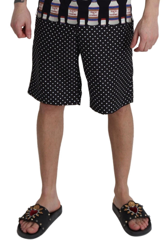 Men's shorts with polka dots and a patterned waistband