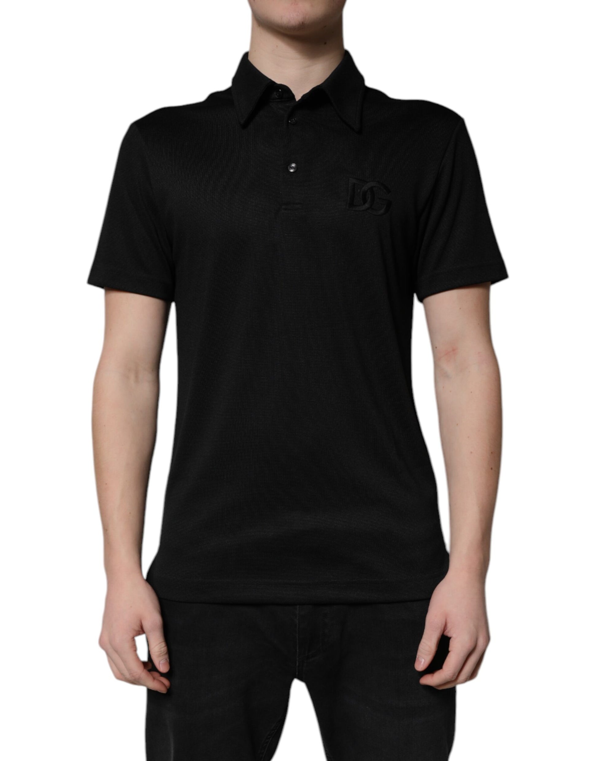 Black polo shirt on mannequin
