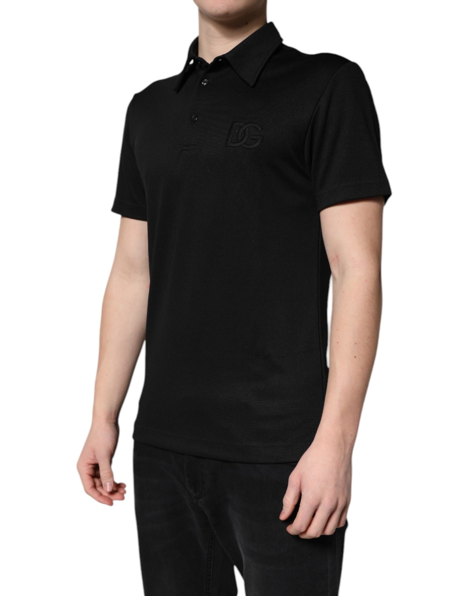 Black polo shirt on mannequin