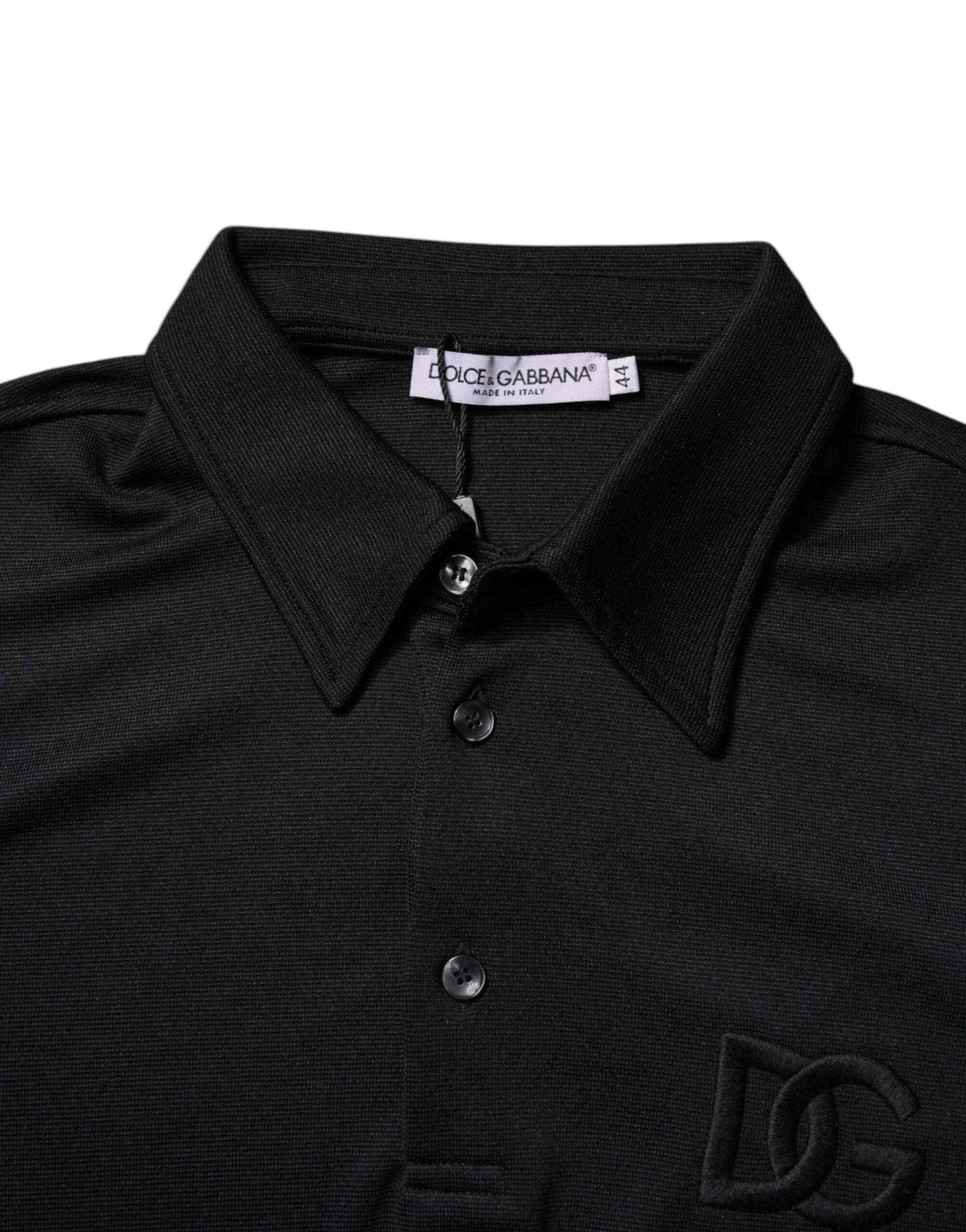 Black polo shirt on hanger