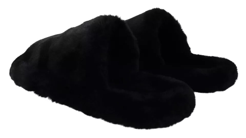 Black furry dog bed