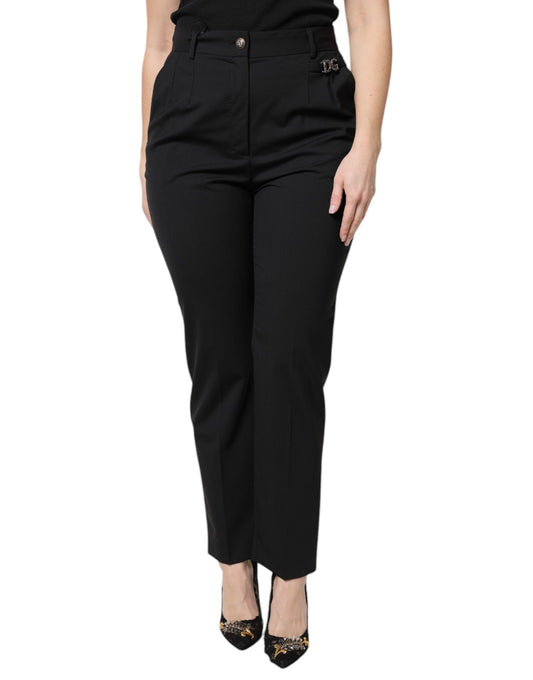 A pair of black polyester high waist dress pants from Dolce & Gabbana