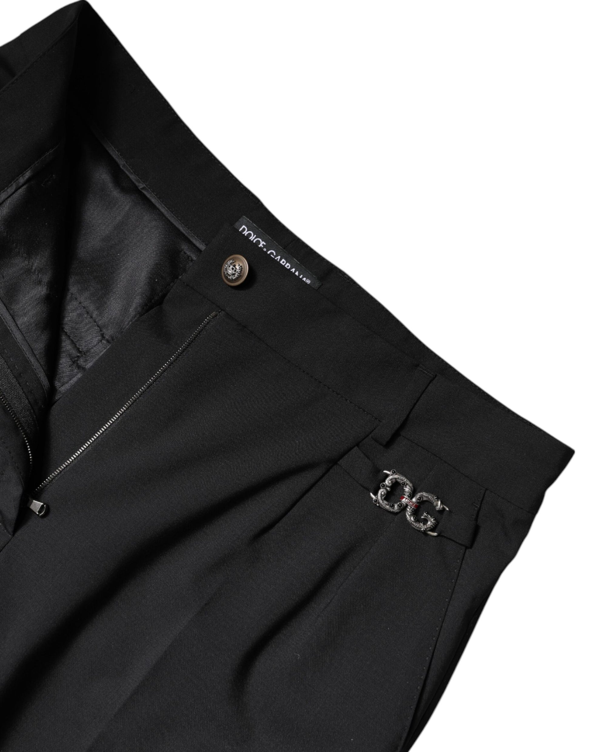 A pair of black polyester high waist dress pants from Dolce & Gabbana