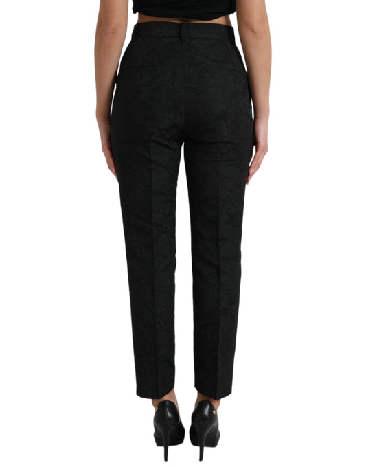 Black pants with a patterned design on legs