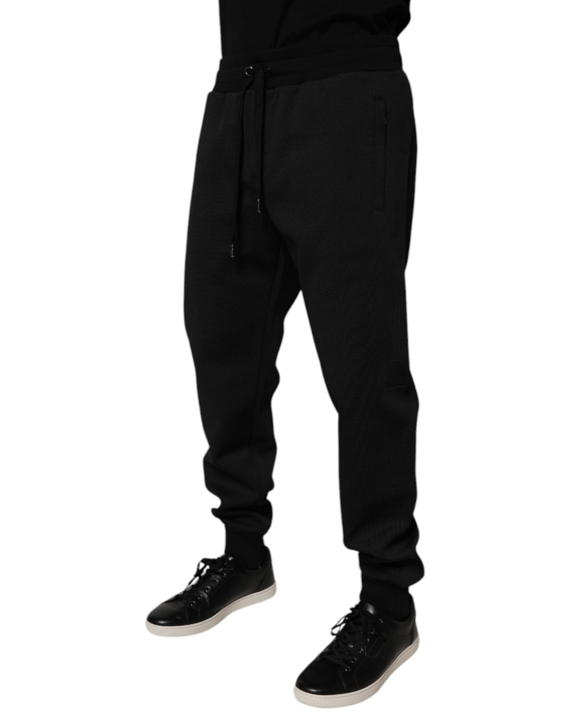 Black sweatpants with drawstring waistband