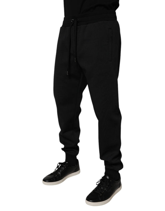 Black sweatpants with drawstring waistband