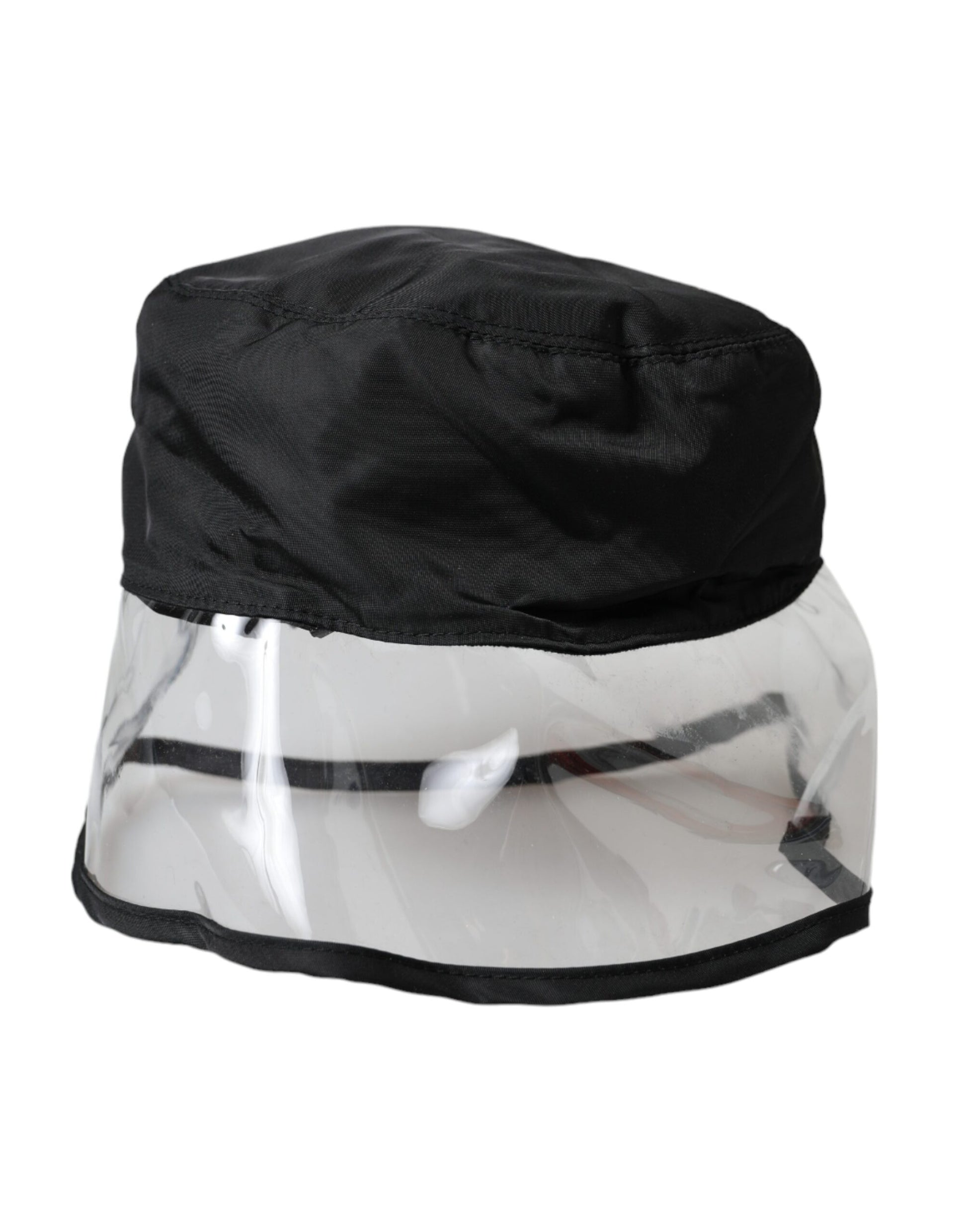 Black and white hat with a clear plastic visor