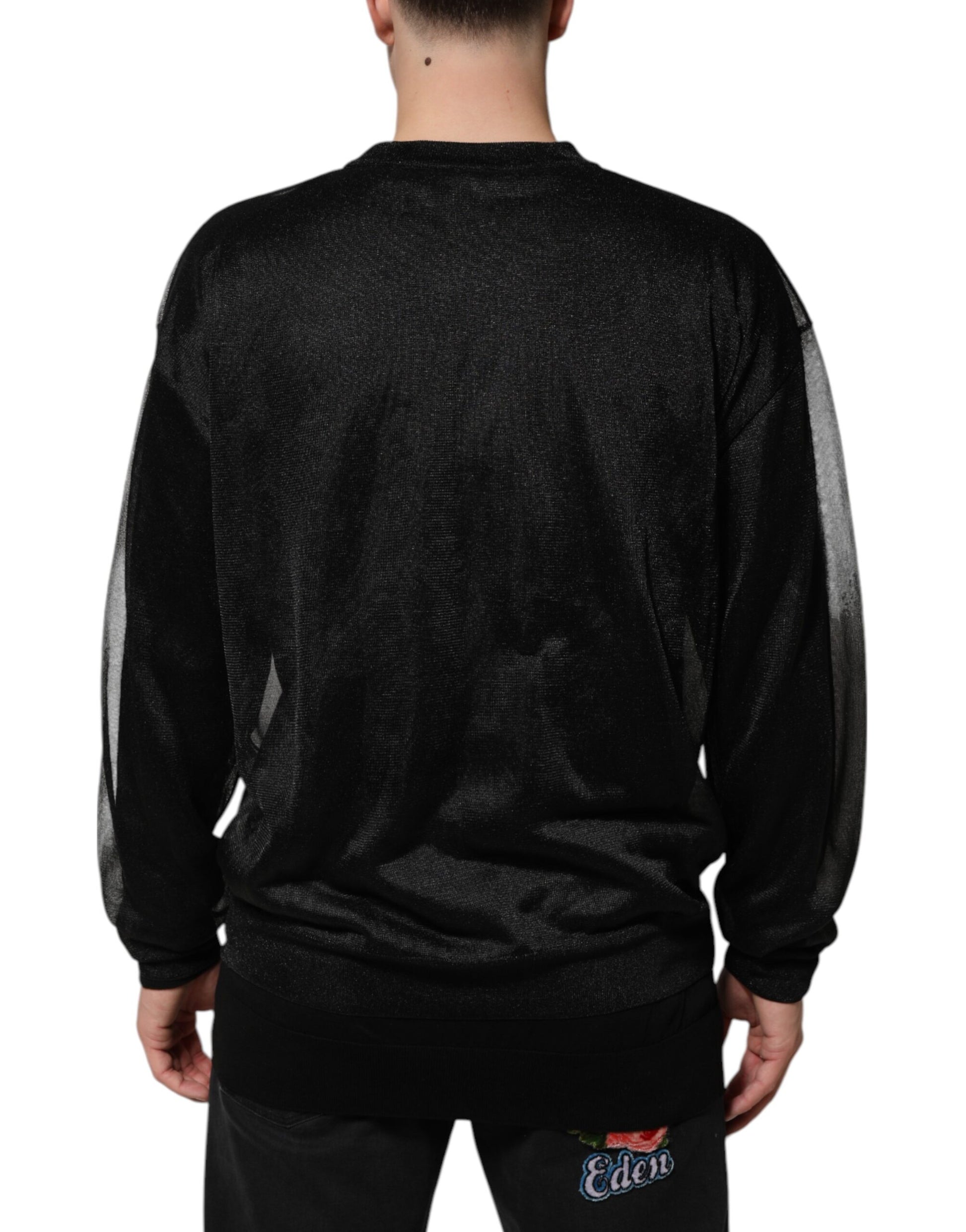 Black long sleeve shirt with a patterned back