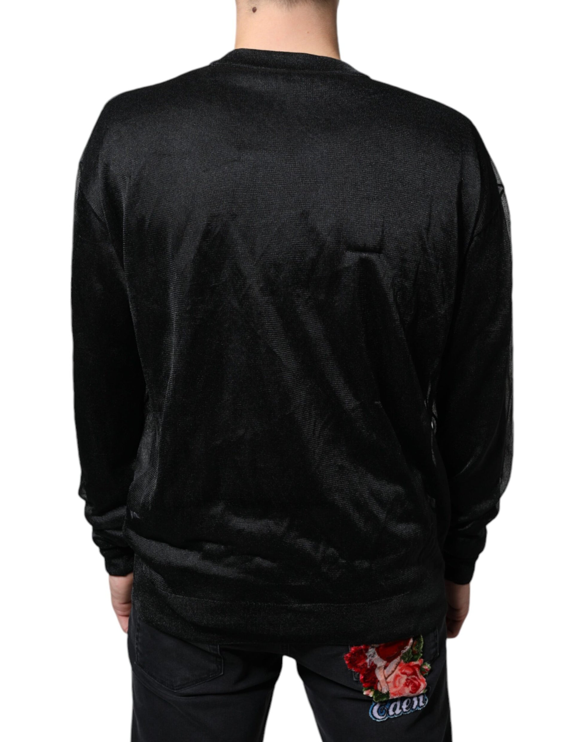 Black velvet sweater with rose embroidery on back