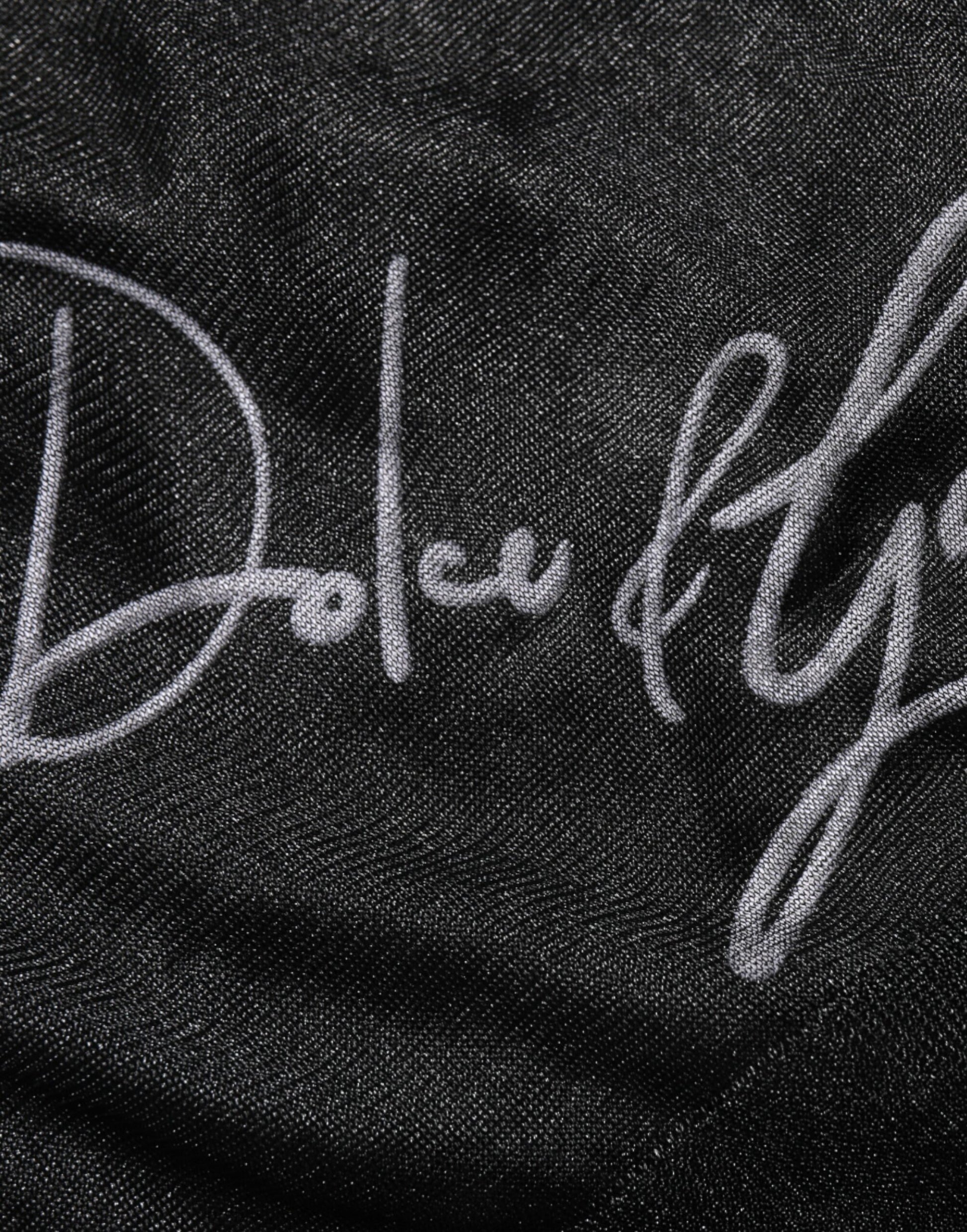 Signed black denim jacket with embroidered name
