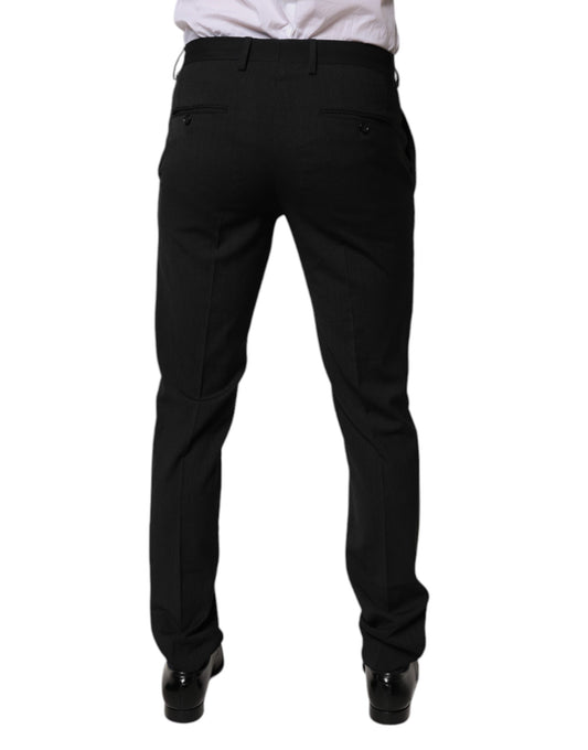 A pair of black polyester tapered formal men's dress pants from Dolce & Gabbana