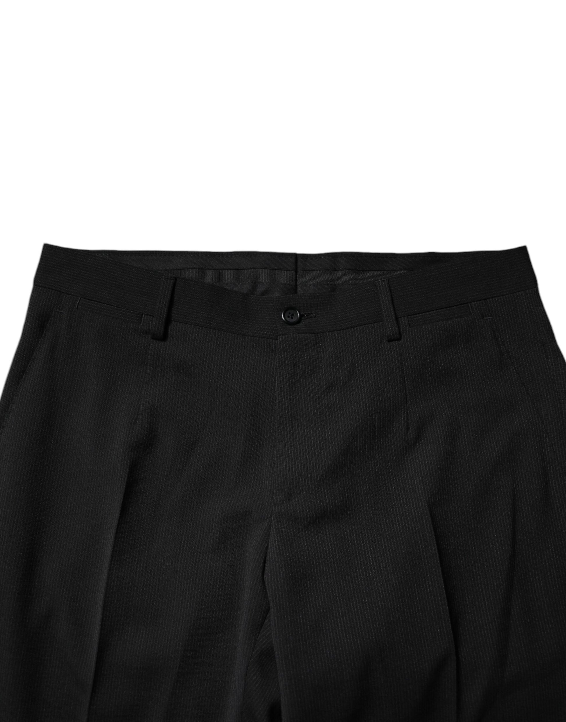 A pair of black polyester tapered formal men's dress pants