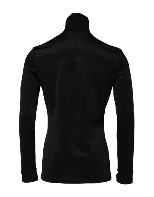 Black long sleeve top with high neckline