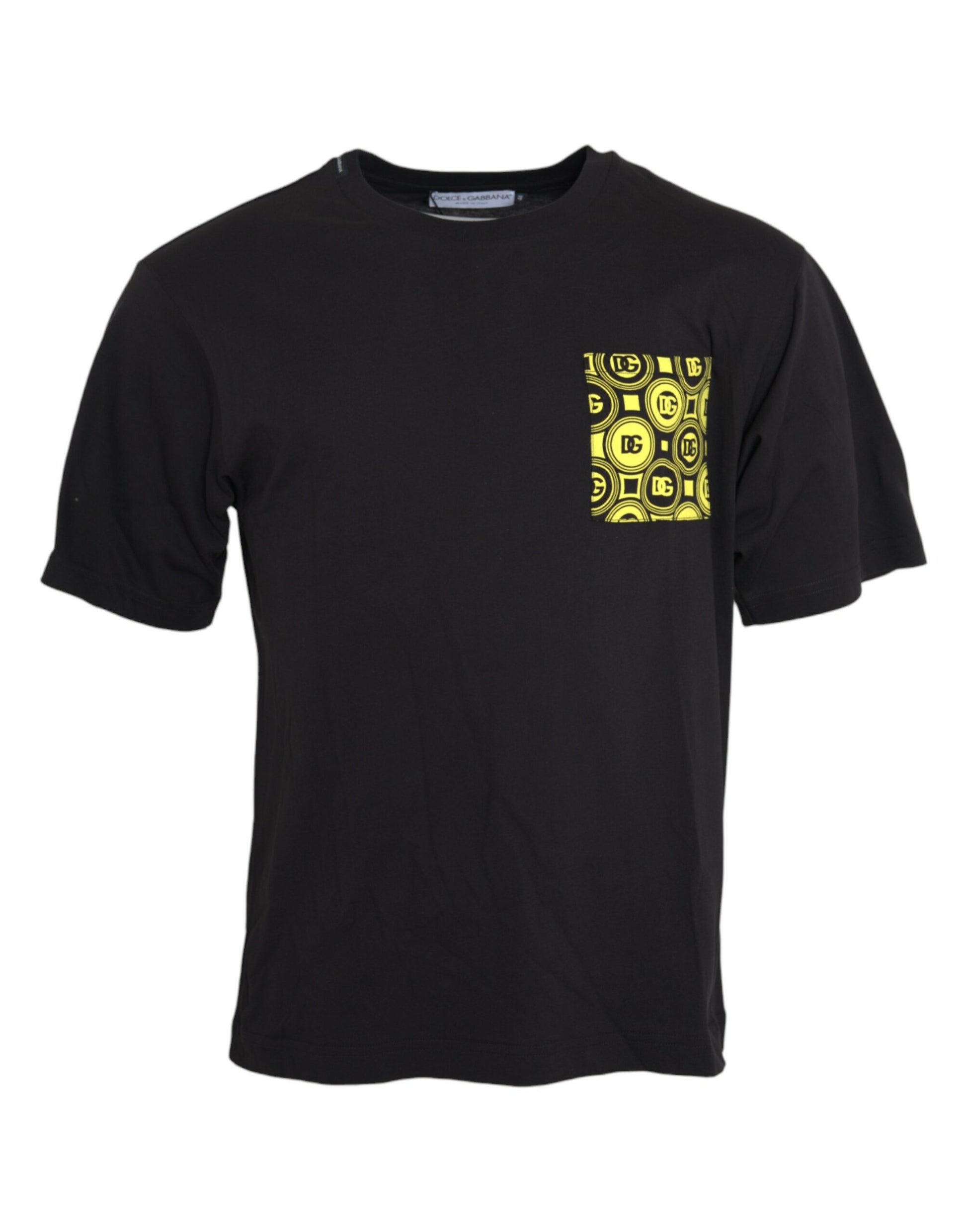 Black t-shirt with yellow graphic on front