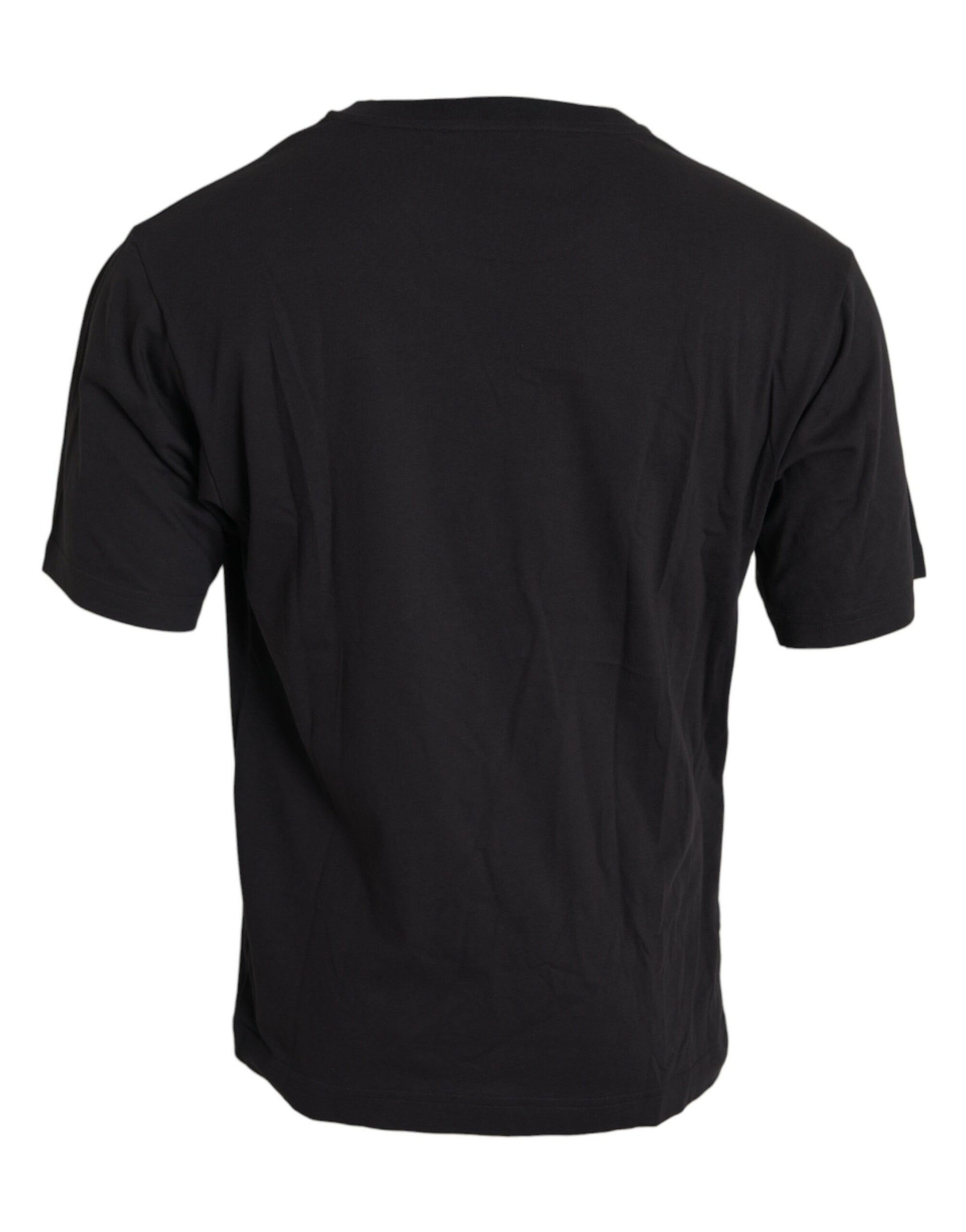 Black short sleeve t-shirt on a hanger