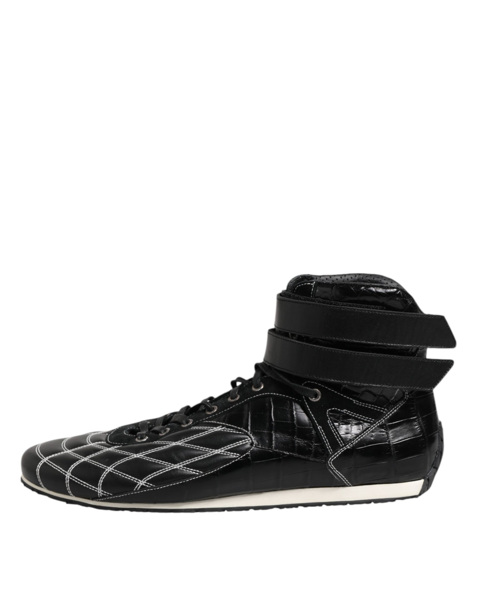 High top sneaker with laces and straps