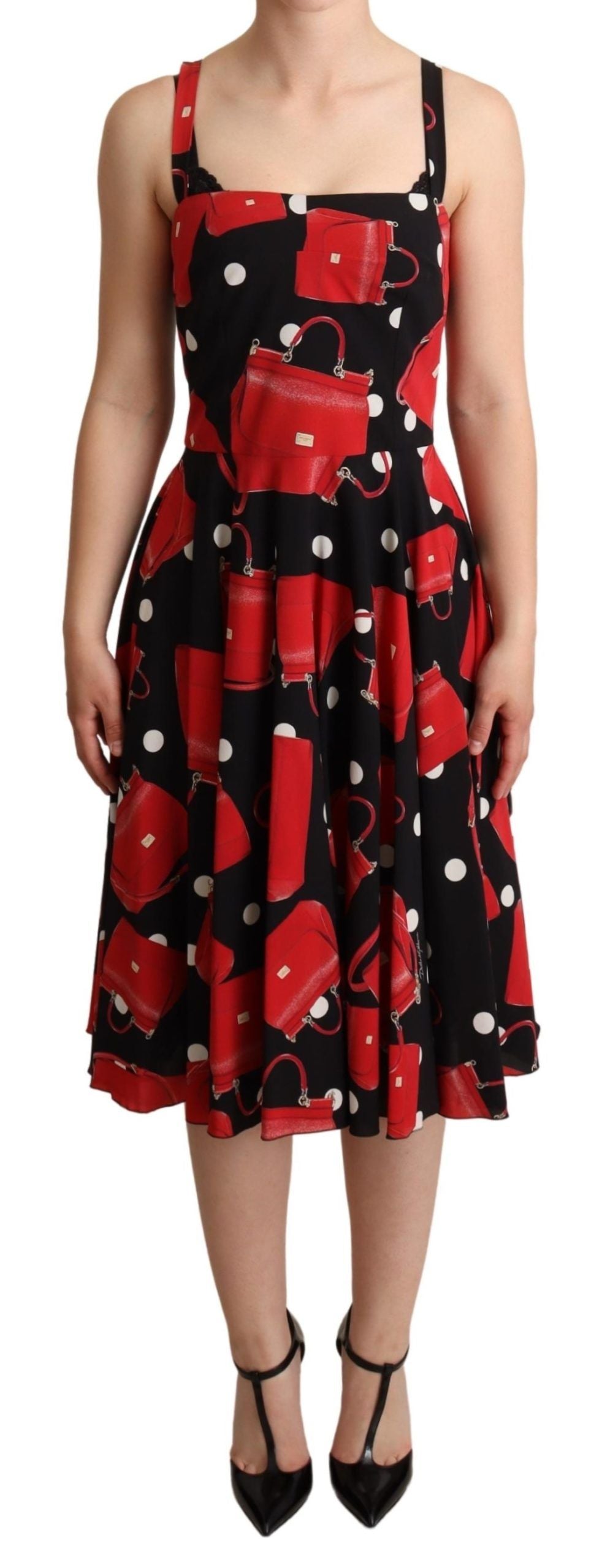 Red dress with white polka dots
