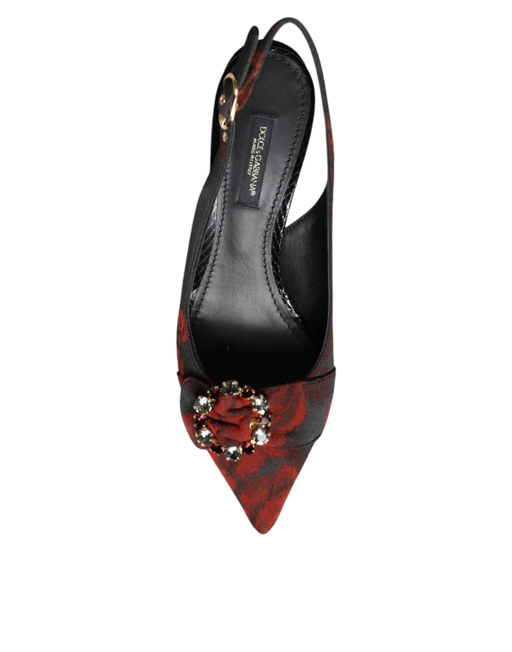 High heel shoe with red bow on toe