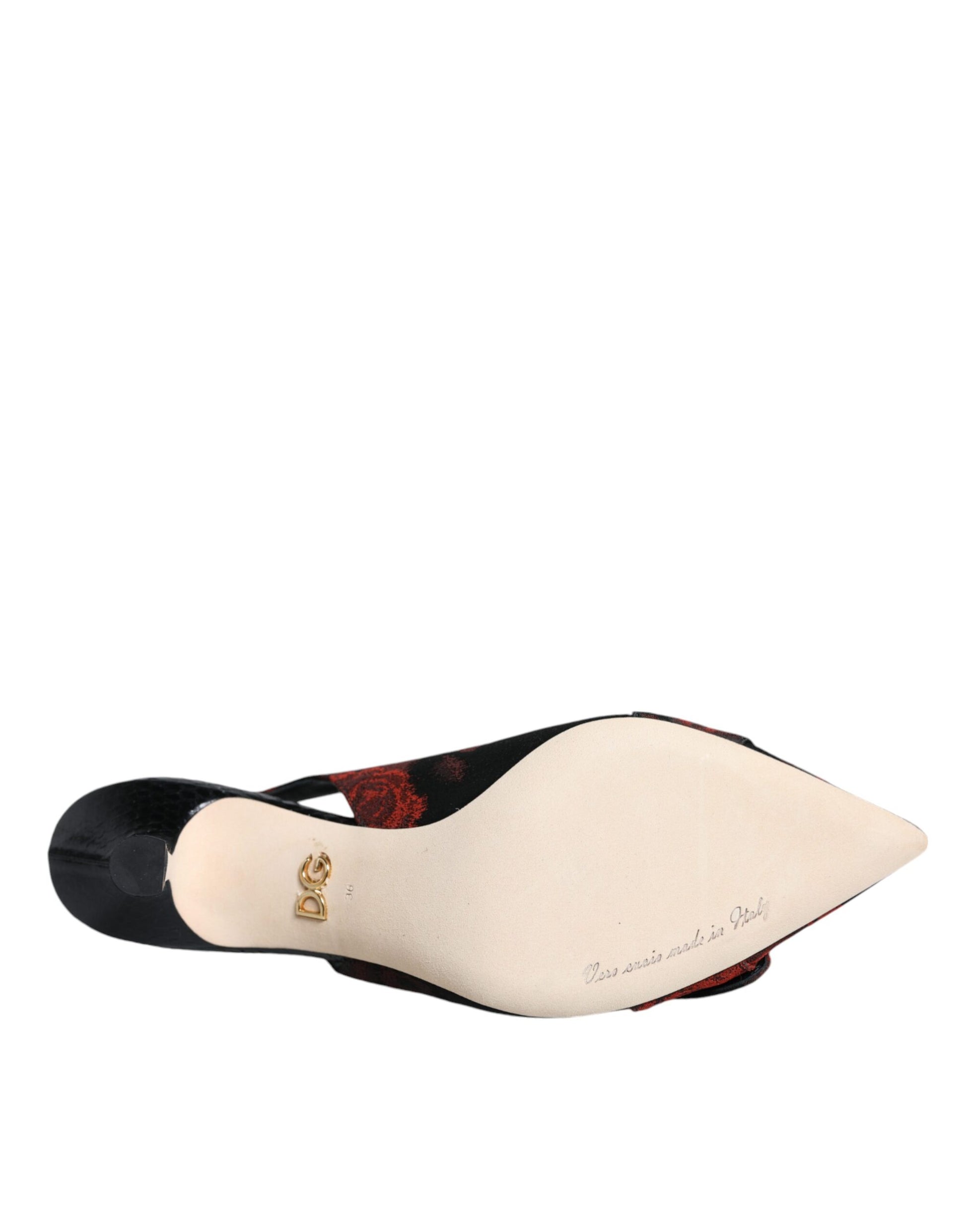 Tan high heel shoe with black toe cap